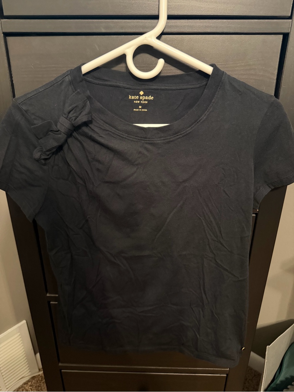 Kate Spade Black Short Sleeve Bow Shoulder Tee